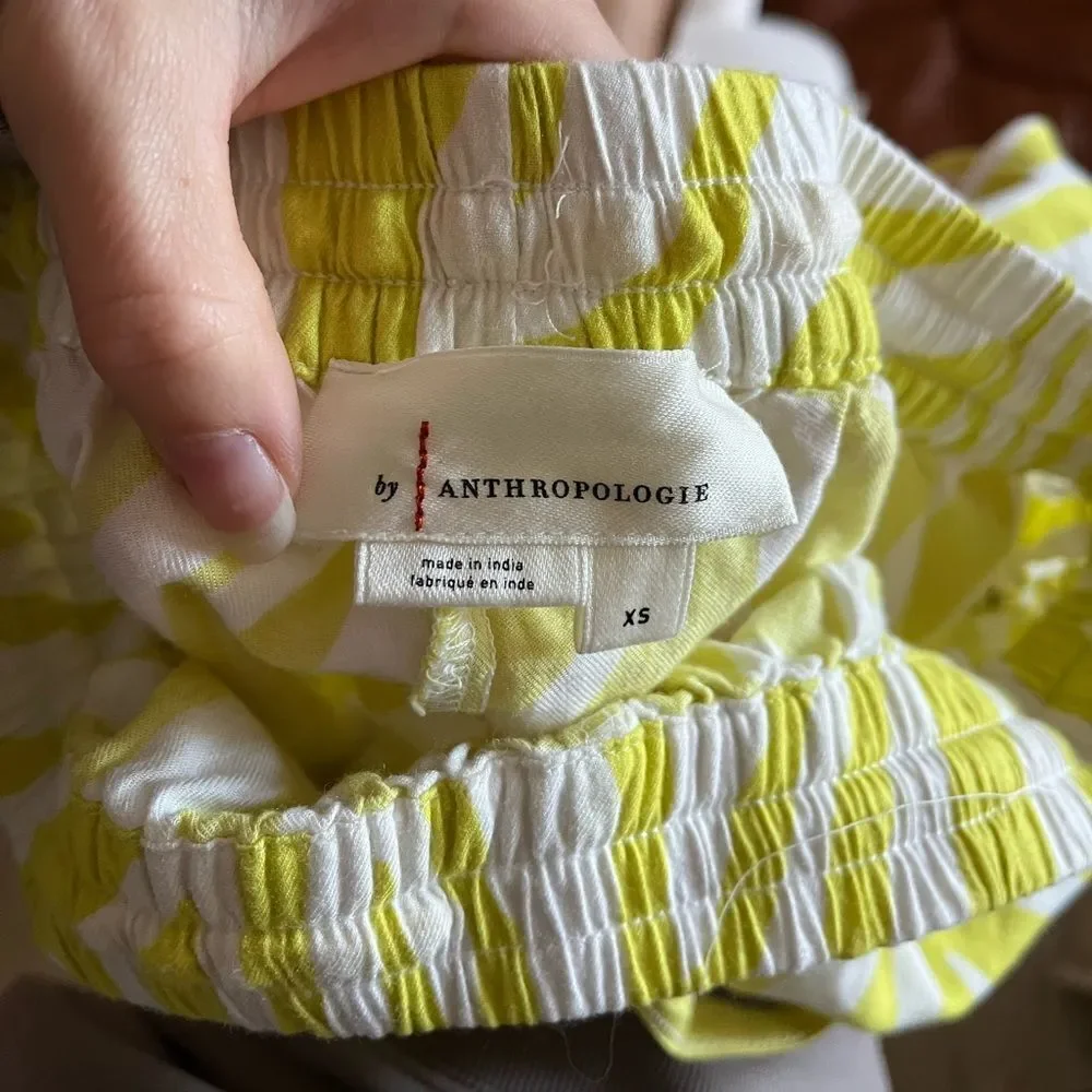 Anthropologie pajamas xs yellow and white striped pattern